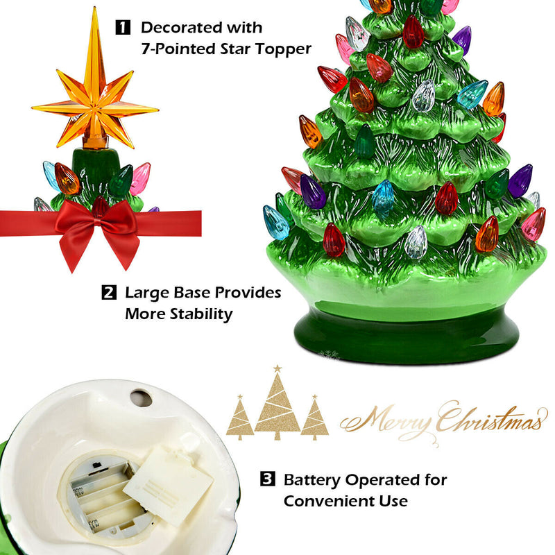 15 Inch Pre-Lit Hand-Painted Ceramic National Christmas Tree