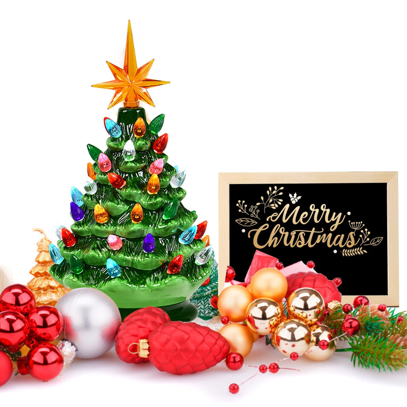 15 Inch Pre-Lit Hand-Painted Ceramic National Christmas Tree
