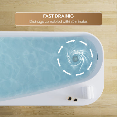 67inch Freestanding Acrylic Bathtub Contemporary Soaking Tub in Glossy White