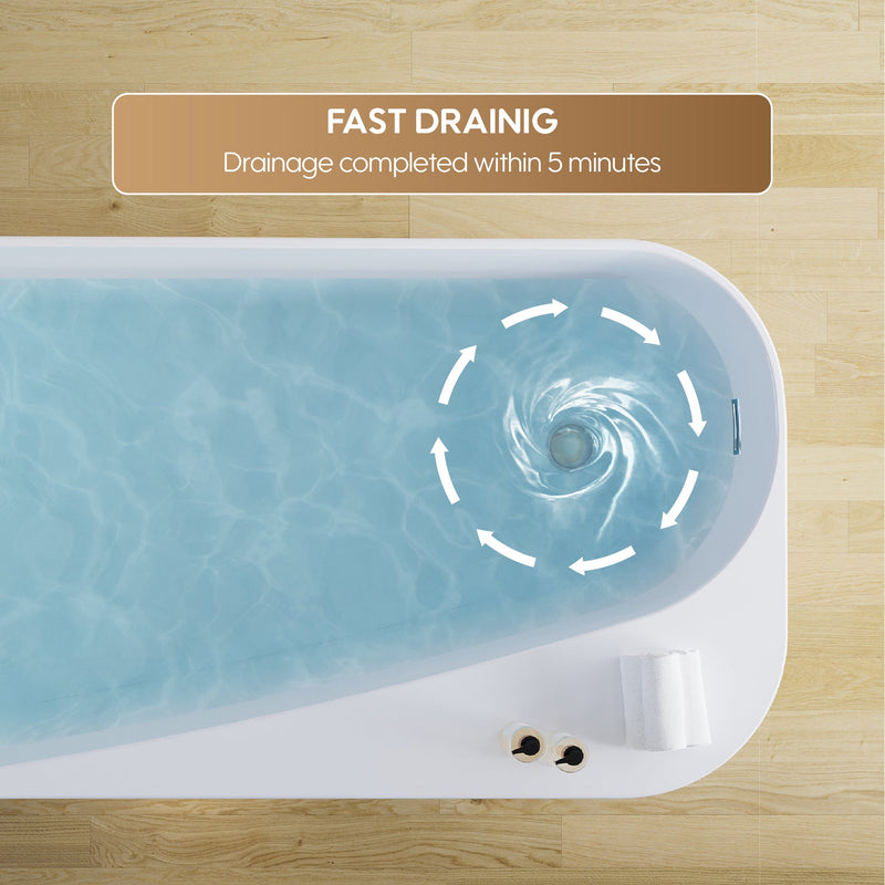 67inch Freestanding Acrylic Bathtub Contemporary Soaking Tub in Glossy White