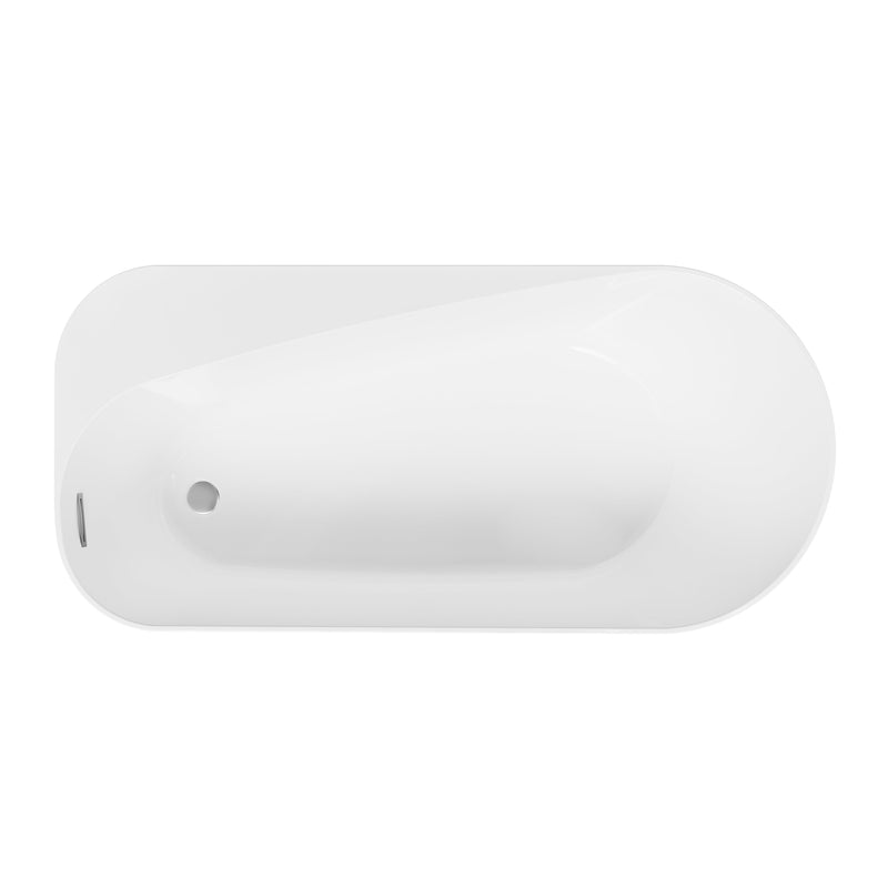 67inch Freestanding Acrylic Bathtub Contemporary Soaking Tub in Glossy White