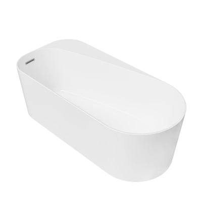 67inch Freestanding Acrylic Bathtub Contemporary Soaking Tub in Glossy White