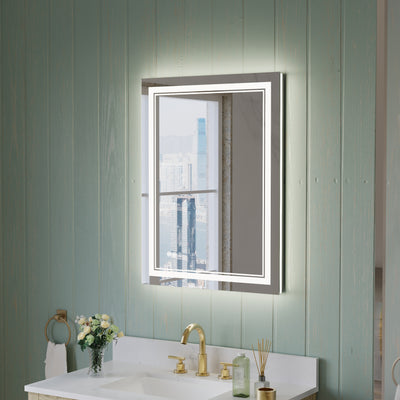 24 in. W x 32 in. H Frameless Bathroom Mirror with Lights, Frontlit & Backlit Vanity Mirror with Anti-Fog
