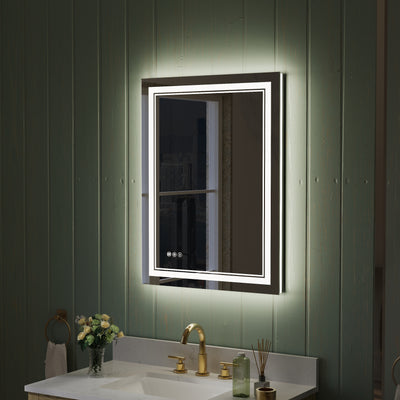 24 in. W x 32 in. H Frameless Bathroom Mirror with Lights, Frontlit & Backlit Vanity Mirror with Anti-Fog