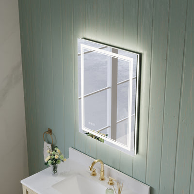 24 in. W x 32 in. H Frameless Bathroom Mirror with Lights, Frontlit & Backlit Vanity Mirror with Anti-Fog