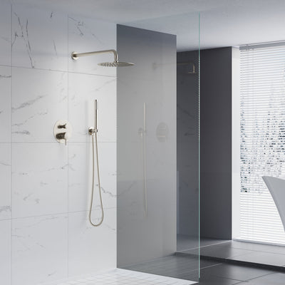 2-Function Pressure Balance Shower System with 10-Inch Rainfall Shower Head & Handheld, 304 Stainless Steel, Brushed Nickel