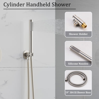 2-Function Pressure Balance Shower System with 10-Inch Rainfall Shower Head & Handheld, 304 Stainless Steel, Brushed Nickel