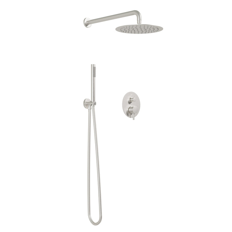 2-Function Pressure Balance Shower System with 10-Inch Rainfall Shower Head & Handheld, 304 Stainless Steel, Brushed Nickel