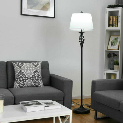 3 Pcs Floor and Table Lamp Set with Fabric Shades