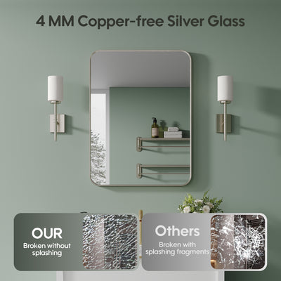 24-in W x 32-in H Brushed Nickel Rectangular Framed Bathroom Vanity Mirror