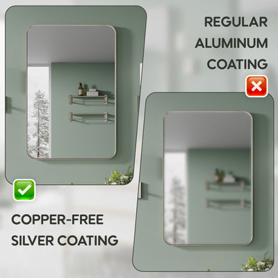 24-in W x 36-in H Brushed Nickel Rectangular Framed Bathroom Vanity Mirror