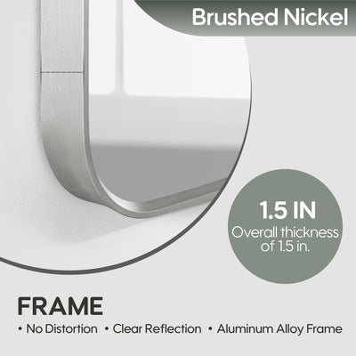 48-in W x 36-in H Brushed Nickel Rectangular Framed Bathroom Vanity Mirror