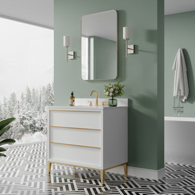 24-in W x 36-in H Brushed Nickel Rectangular Framed Bathroom Vanity Mirror