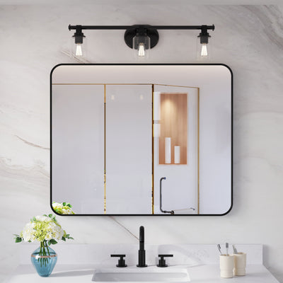 30-in W x 36-in H Black Rectangular Framed Bathroom Vanity Mirror