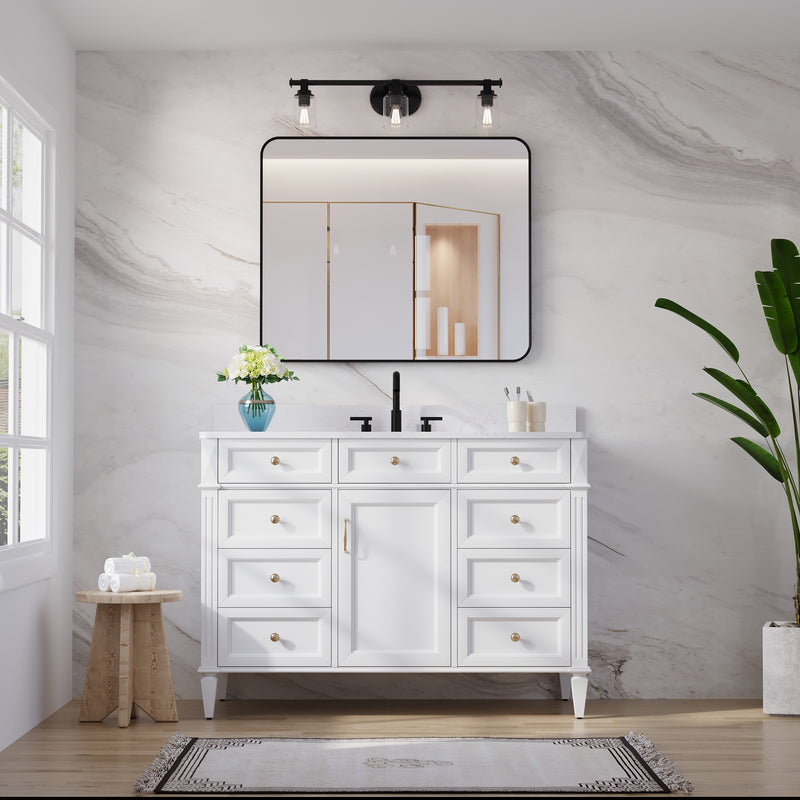 30-in W x 36-in H Black Rectangular Framed Bathroom Vanity Mirror