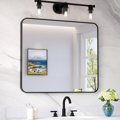 30-in W x 36-in H Black Rectangular Framed Bathroom Vanity Mirror