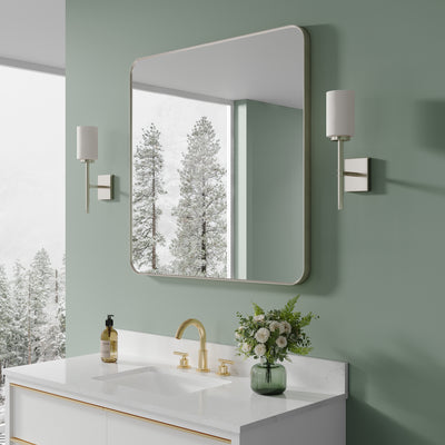 36-in W x 36-in H Brushed Nickel Rectangular Framed Bathroom Vanity Mirror