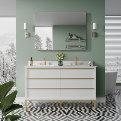 48-in W x 36-in H Brushed Nickel Rectangular Framed Bathroom Vanity Mirror