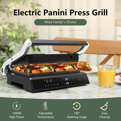 3-in-1 Electric Panini Press Grill with Non-Stick Coated Plates