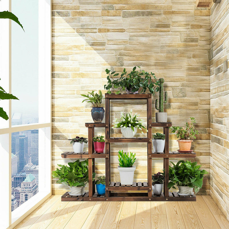 6-Tier Flower Wood Stand Plant Display Rack Storage Shelf