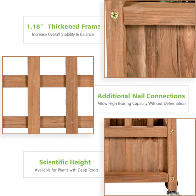 50in Wood Planter with Trellis for Climbing Plant