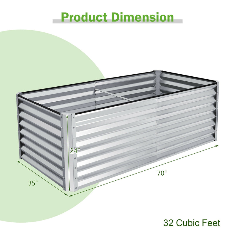 6 x 3 x 2 Feet Rustproof Metal Planter Box with Ground Stakes for Plants