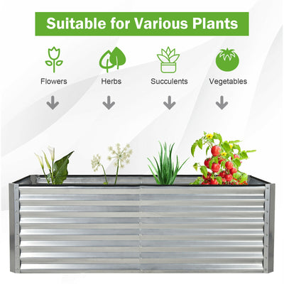 6 x 3 x 2 Feet Rustproof Metal Planter Box with Ground Stakes for Plants