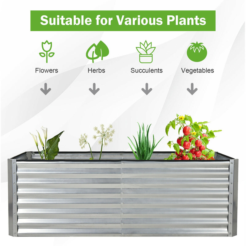 6 x 3 x 2 Feet Rustproof Metal Planter Box with Ground Stakes for Plants