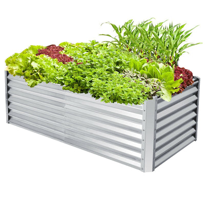 6 x 3 x 2 Feet Rustproof Metal Planter Box with Ground Stakes for Plants