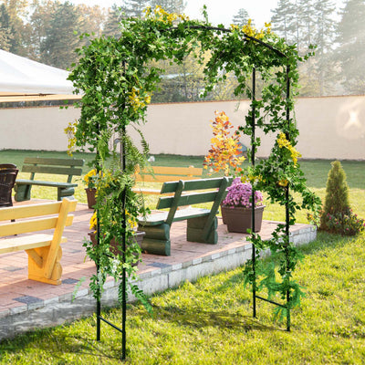 Garden Arch Arbor Trellis with Gate Patio Plant Stand Archway