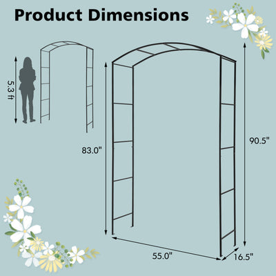 Garden Arch Arbor Trellis with Gate Patio Plant Stand Archway