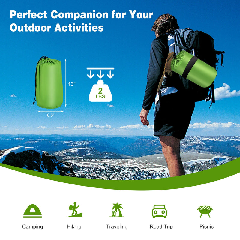 Green Inflatable Sleeping Pad with Carrying Bag