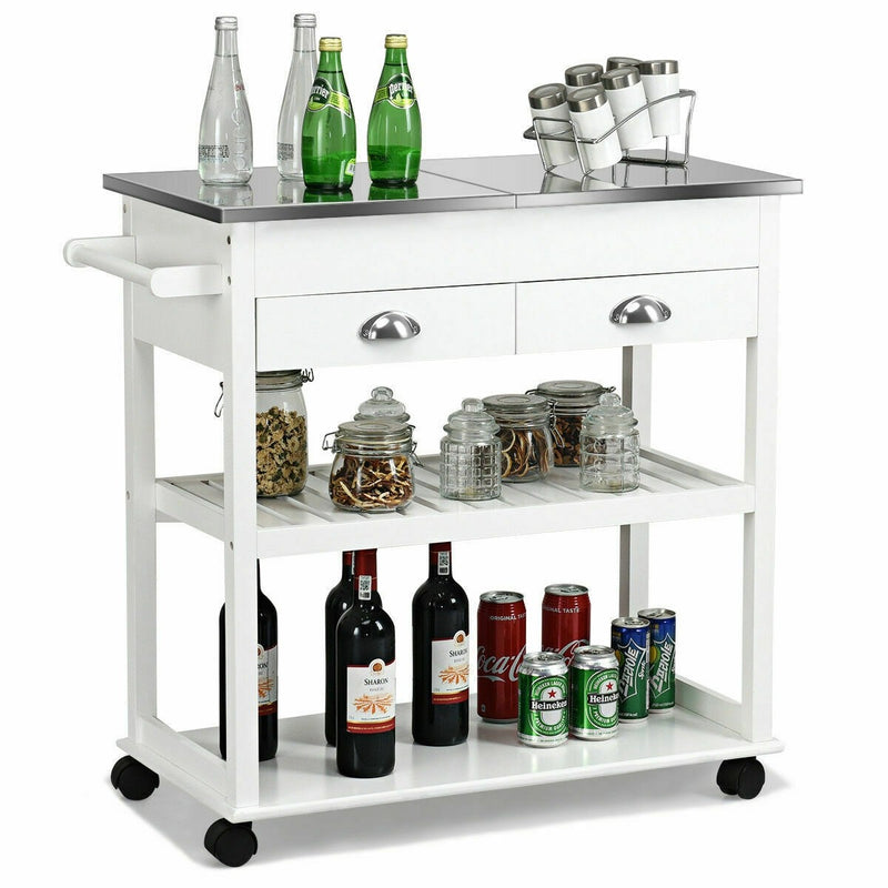 Rolling Kitchen Island Trolley Cart with 2 Drawers