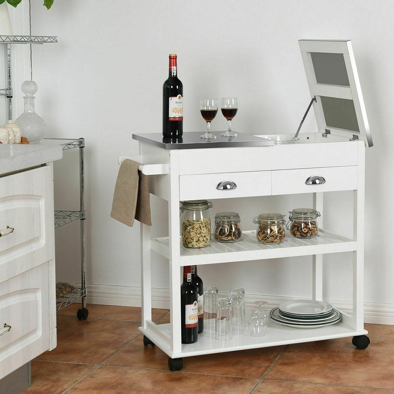 Rolling Kitchen Island Trolley Cart with 2 Drawers