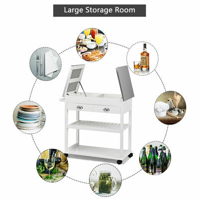 Rolling Kitchen Island Trolley Cart with 2 Drawers