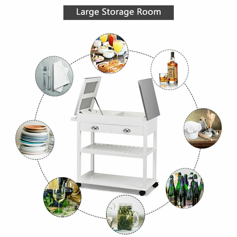 Rolling Kitchen Island Trolley Cart with 2 Drawers
