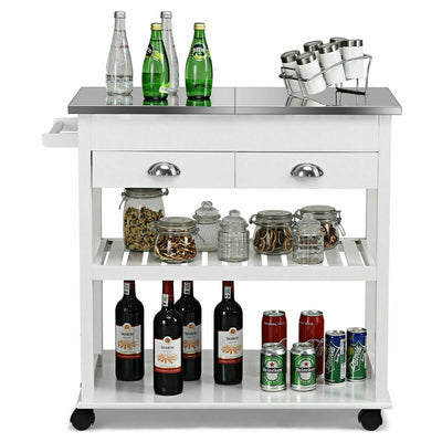 Rolling Kitchen Island Trolley Cart with 2 Drawers
