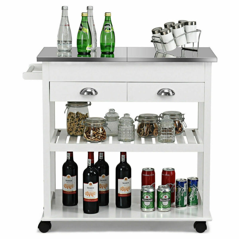Rolling Kitchen Island Trolley Cart with 2 Drawers