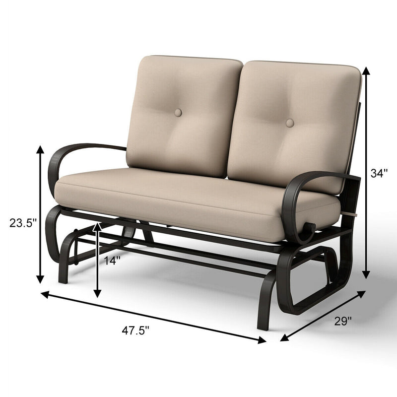 2-person Glider Rocking Bench Loveseat with Removable Cushion