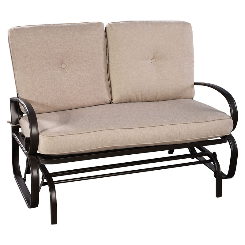 2-person Glider Rocking Bench Loveseat with Removable Cushion