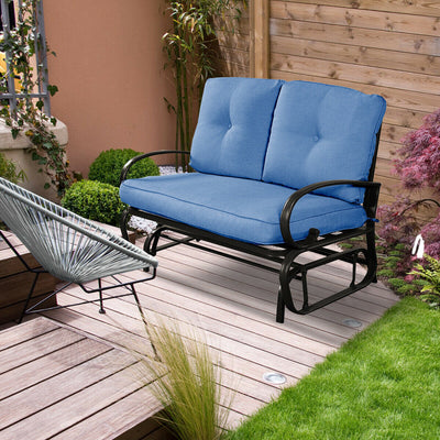 2-person Glider Rocking Bench Loveseat with Removable Cushion