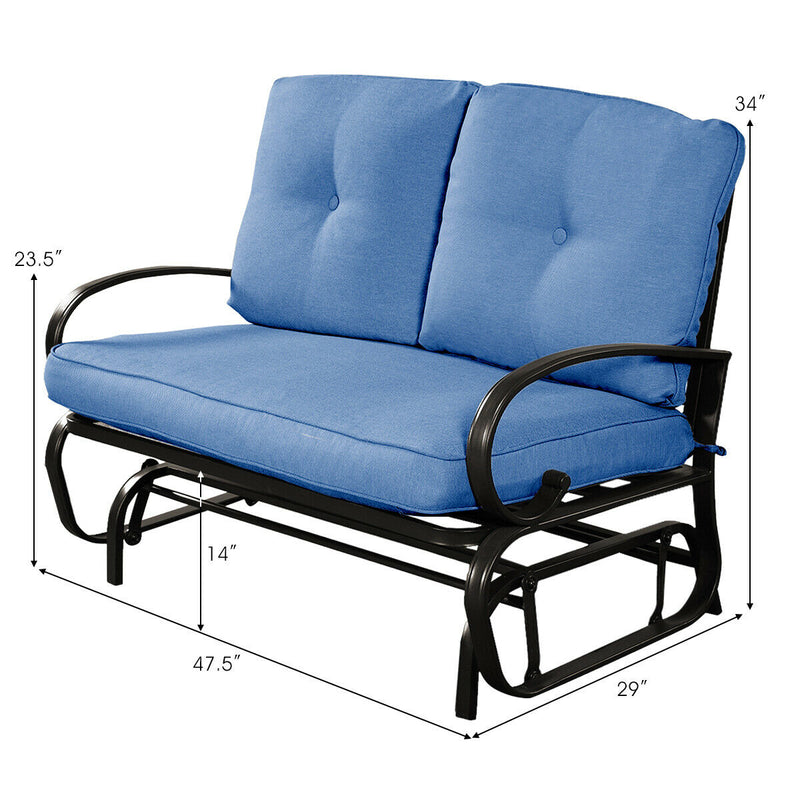 2-person Glider Rocking Bench Loveseat with Removable Cushion