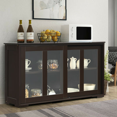 Straight Buffet Sideboard Kitchen Cabinet with 2 Sliding Doors