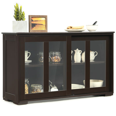 Straight Buffet Sideboard Kitchen Cabinet with 2 Sliding Doors