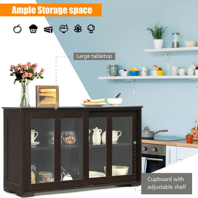 Straight Buffet Sideboard Kitchen Cabinet with 2 Sliding Doors