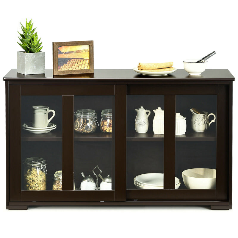 Straight Buffet Sideboard Kitchen Cabinet with 2 Sliding Doors