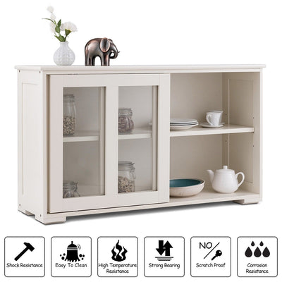 Straight Buffet Sideboard Kitchen Cabinet with 2 Sliding Doors