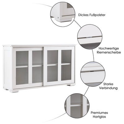 Straight Buffet Sideboard Kitchen Cabinet with 2 Sliding Doors