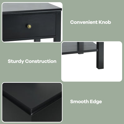 Rectangular Nightstand End Table with One Drawer and One Shelf