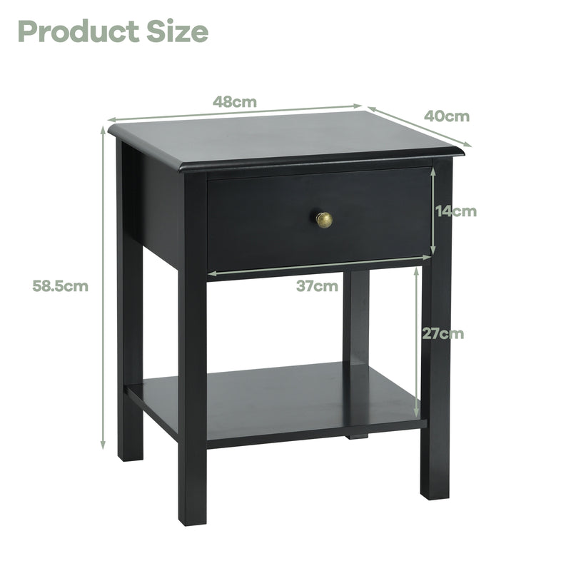 Rectangular Nightstand End Table with One Drawer and One Shelf